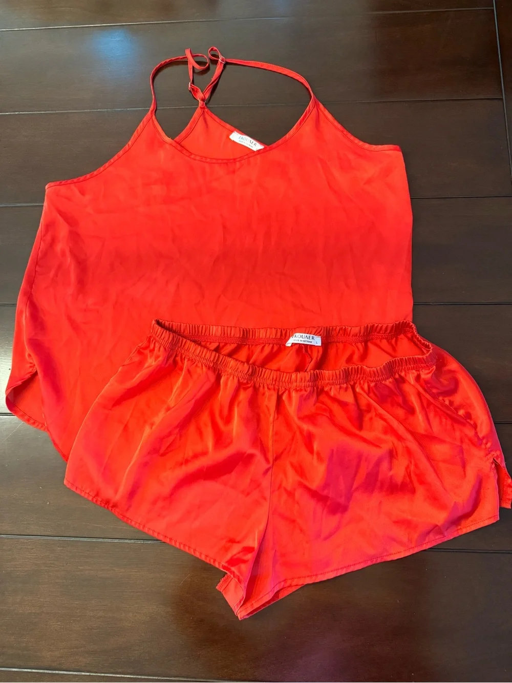Lightweight Red Satin Cami & Short Sleep Set by AIDAN MATTOX